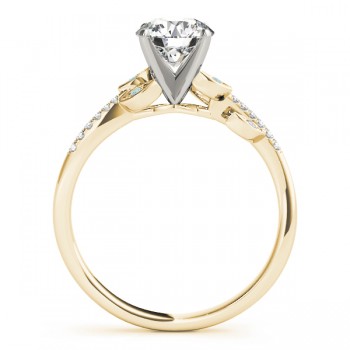 Aquamarine & Diamond Vine Leaf Engagement Ring Setting 18K Yellow Gold (0.10ct)