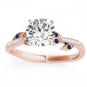 Blue Sapphire & Diamond Vine Leaf Engagement Ring Setting 18K Rose Gold (0.10ct)