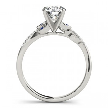 Blue Sapphire & Diamond Vine Leaf Engagement Ring Setting 18K White Gold (0.10ct)