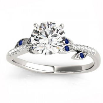 Blue Sapphire & Diamond Vine Leaf Engagement Ring Setting Platinum (0.10ct)