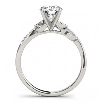 Diamond Vine Leaf Engagement Ring Setting 18K White Gold (0.10ct)