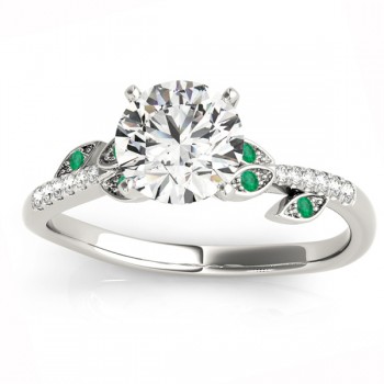 Emerald & Diamond Vine Leaf Engagement Ring Setting Platinum (0.10ct)