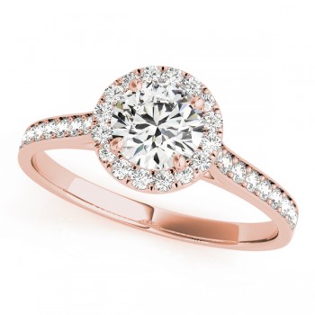 Lab Grown Diamond Halo Engagement Ring 14k Rose Gold (1.29ct)