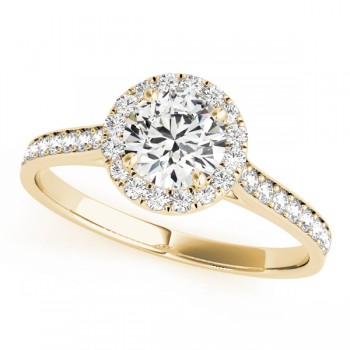 Lab Grown Diamond Halo Engagement Ring 14k Yellow Gold (1.29ct)