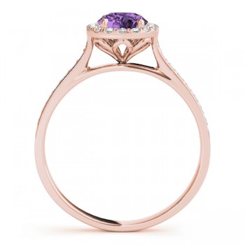 Diamond Halo Amethyst Engagement Ring 14k Rose Gold (1.29ct)