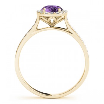 Lab Grown Diamond Halo Lab Amethyst Engagement Ring 14k Yellow Gold (1.29ct)