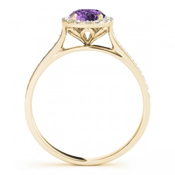 Diamond Halo Amethyst Engagement Ring 14k Yellow Gold (1.29ct)