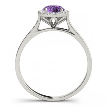Diamond Halo Amethyst Engagement Ring 18k White Gold (1.29ct)