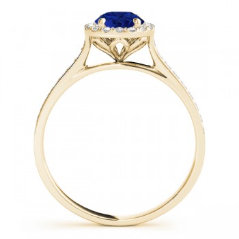 Lab Grown Diamond Halo Lab Blue Sapphire Engagement Ring 14k Yellow Gold (1.29ct)