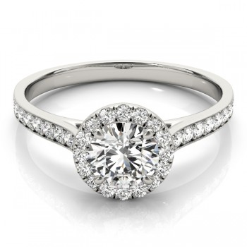 Diamond Halo Engagement Ring 14k White Gold (0.29ct)