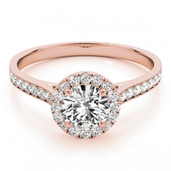 Diamond Halo Engagement Ring 18k Rose Gold (0.29ct)