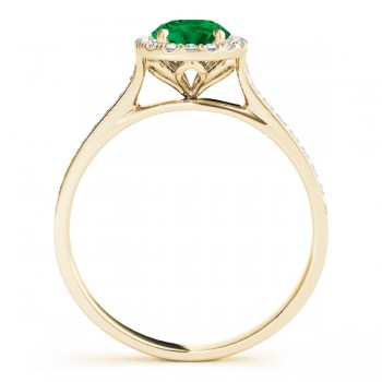 Diamond Halo Emerald Engagement Ring 18k Yellow Gold (1.29ct)