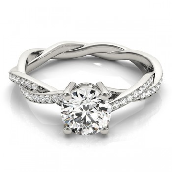 Diamond Twist Sidestone Accented Engagement Ring 14k White Gold (1.11ct)