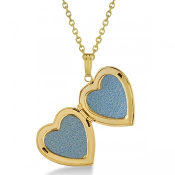 Ladies Heart Photo Locket w/ Diamond Accent in 14k Yellow Gold 0.02ct