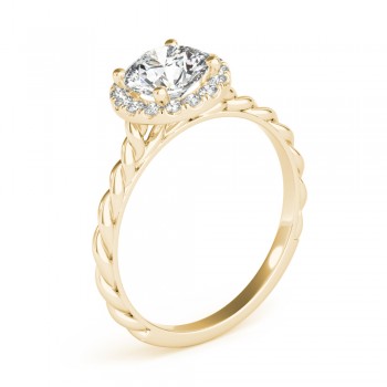 Diamond Halo Twisted Rope Engagement Ring in 14k Yellow Gold (0.10ct)