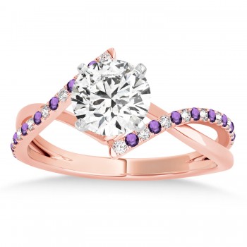 Diamond & Amethyst Bypass Semi-Mount Ring in 14k Rose Gold (0.14ct)