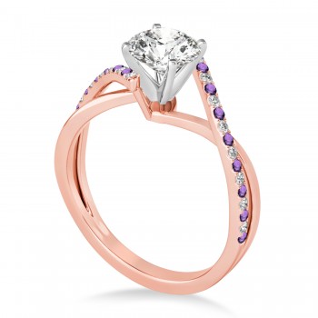 Diamond & Amethyst Bypass Semi-Mount Ring in 14k Rose Gold (0.14ct)