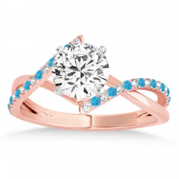 Diamond & Blue Topaz Bypass Semi-Mount Ring in 14k Rose Gold (0.14ct)