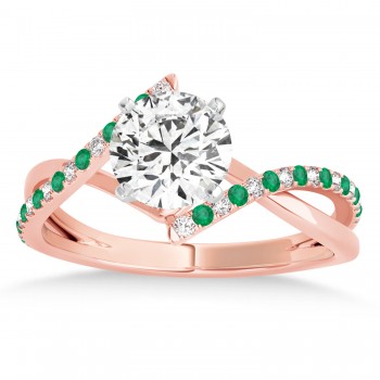 Diamond & Emerald Bypass Semi-Mount Ring in 14k Rose Gold (0.14ct)