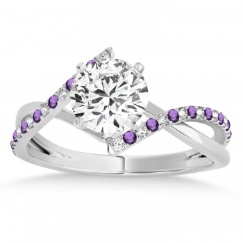 Diamond & Amethyst Bypass Semi-Mount Ring in 14k White Gold (0.14ct)