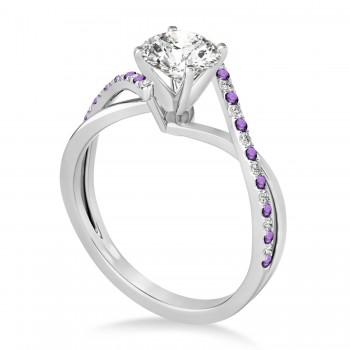 Diamond & Amethyst Bypass Semi-Mount Ring in 14k White Gold (0.14ct)