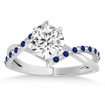 Diamond & Blue Sapphire Bypass Semi-Mount Ring in 14k White Gold (0.14ct)