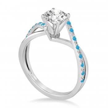 Diamond & Blue Topaz Bypass Semi-Mount Ring in 14k White Gold (0.14ct)