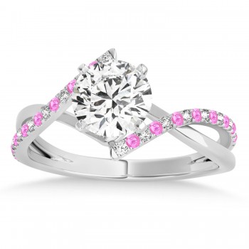 Diamond & Pink Sapphire Bypass Semi-Mount Ring in 14k White Gold (0.14ct)