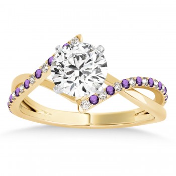 Diamond & Amethyst Bypass Semi-Mount Ring in 14k Yellow Gold (0.14ct)