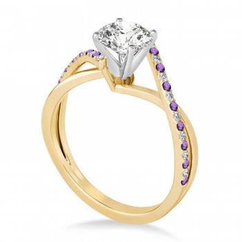 Diamond & Amethyst Bypass Semi-Mount Ring in 14k Yellow Gold (0.14ct)