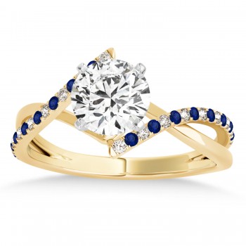 Diamond & Blue Sapphire Bypass Semi-Mount Ring in 14k Yellow Gold (0.14ct)