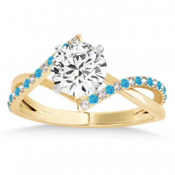 Diamond & Blue Topaz Bypass Semi-Mount Ring in 14k Yellow Gold (0.14ct)