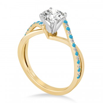 Diamond & Blue Topaz Bypass Semi-Mount Ring in 14k Yellow Gold (0.14ct)