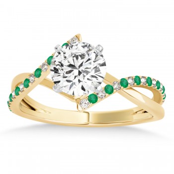 Diamond & Emerald Bypass Semi-Mount Ring in 14k Yellow Gold (0.14ct)