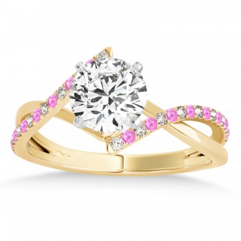 Diamond & Pink Sapphire Bypass Semi-Mount Ring in 14k Yellow Gold (0.14ct)