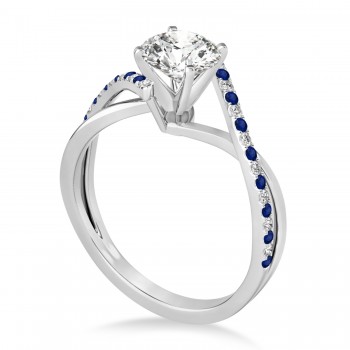 Diamond & Blue Sapphire Bypass Semi-Mount Ring in 18k White Gold (0.14ct)