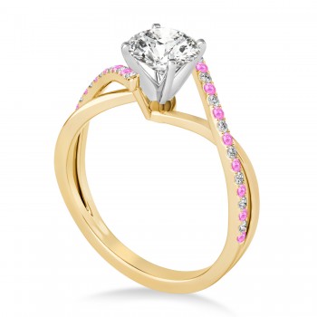 Diamond & Pink Sapphire Bypass Semi-Mount Ring in 18k Yellow Gold (0.14ct)