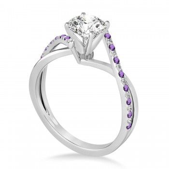 Diamond & Amethyst Bypass Semi-Mount Ring in Platinum (0.14ct)