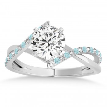 Diamond & Aquamarine Bypass Semi-Mount Ring in Platinum (0.14ct)