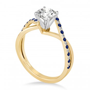 Diamond & Blue Sapphire Bypass Semi-Mount Ring in Platinum (0.14ct)