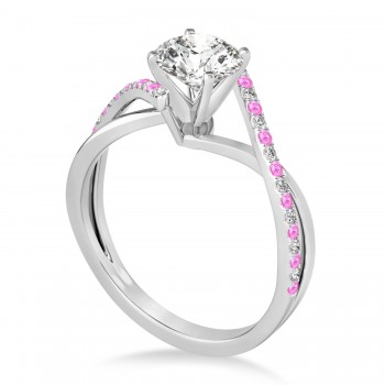 Diamond & Pink Sapphire Bypass Semi-Mount Ring in Platinum (0.14ct)