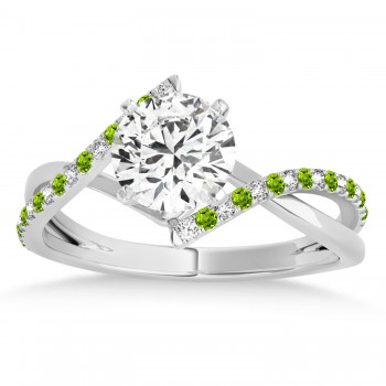 Diamond & Peridot Bypass Semi-Mount Ring in Platinum (0.14ct)