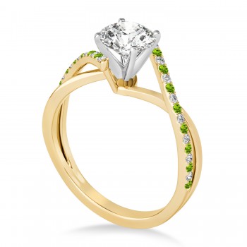 Diamond & Peridot Bypass Semi-Mount Ring in Platinum (0.14ct)