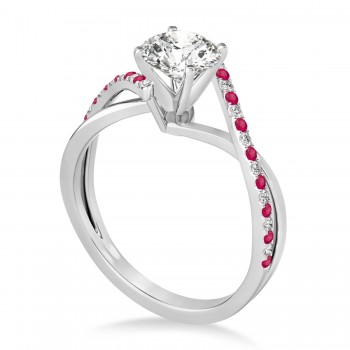 Diamond & Ruby Bypass Semi-Mount Ring in Platinum (0.14ct)