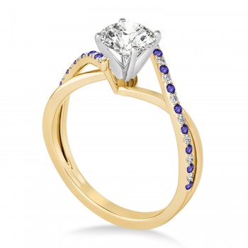 Diamond & Tanzanite Bypass Semi-Mount Ring in Platinum (0.14ct)