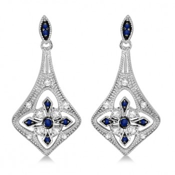 Blue Sapphire and Diamond Chandelier Earrings Sterling Silver 1.27ctw