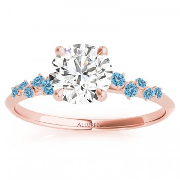 Scattered Lab Blue Topaz  Engagement Ring 14K Rose Gold (0.13ct)