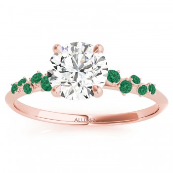 Scattered Lab Emerald Engagement Ring 14K Rose Gold (0.13ct)