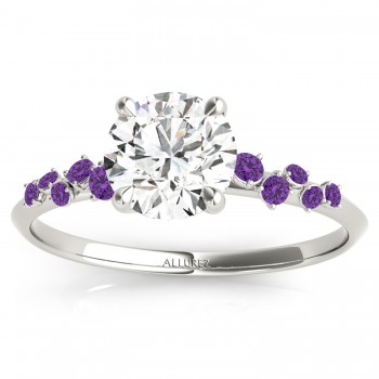 Scattered Lab Amethyst Engagement Ring 14K White Gold (0.13ct)