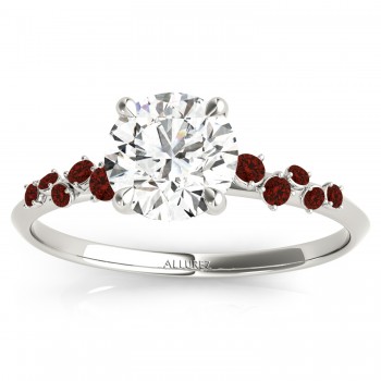 Scattered Lab Garnet Engagement Ring 14K White Gold (0.13ct)